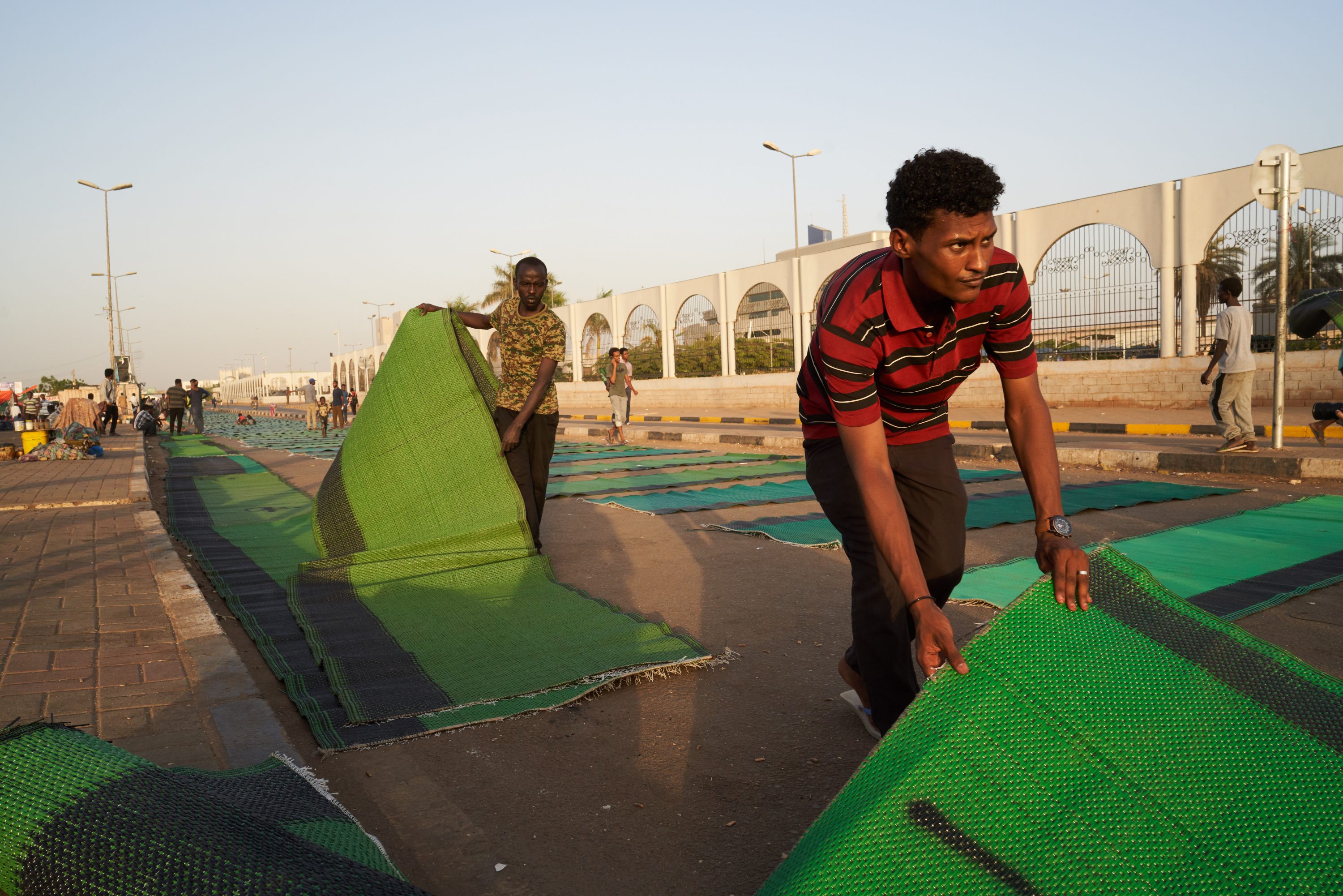 Protesters in front of the military headquarters during Ramadan