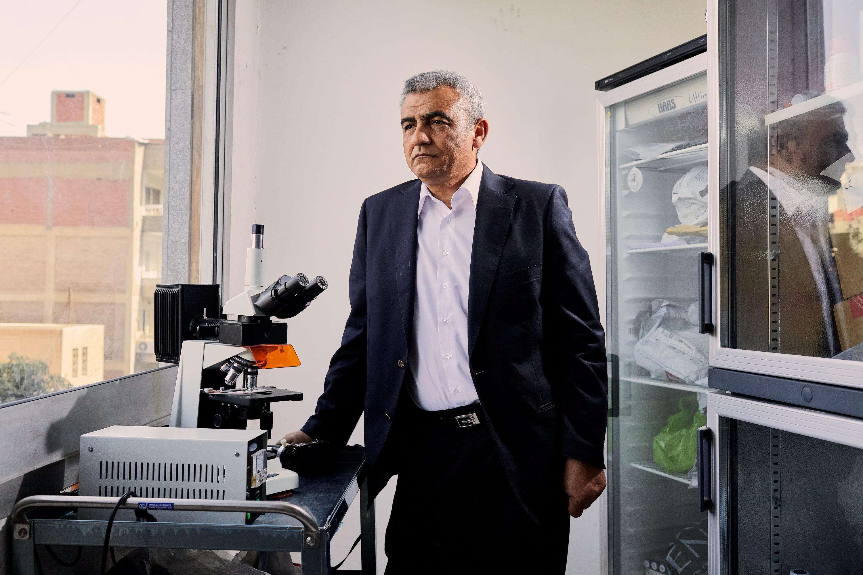 A portrait of Professor Ali Mohamed Zaki in his office in Cairo, Egypt.
