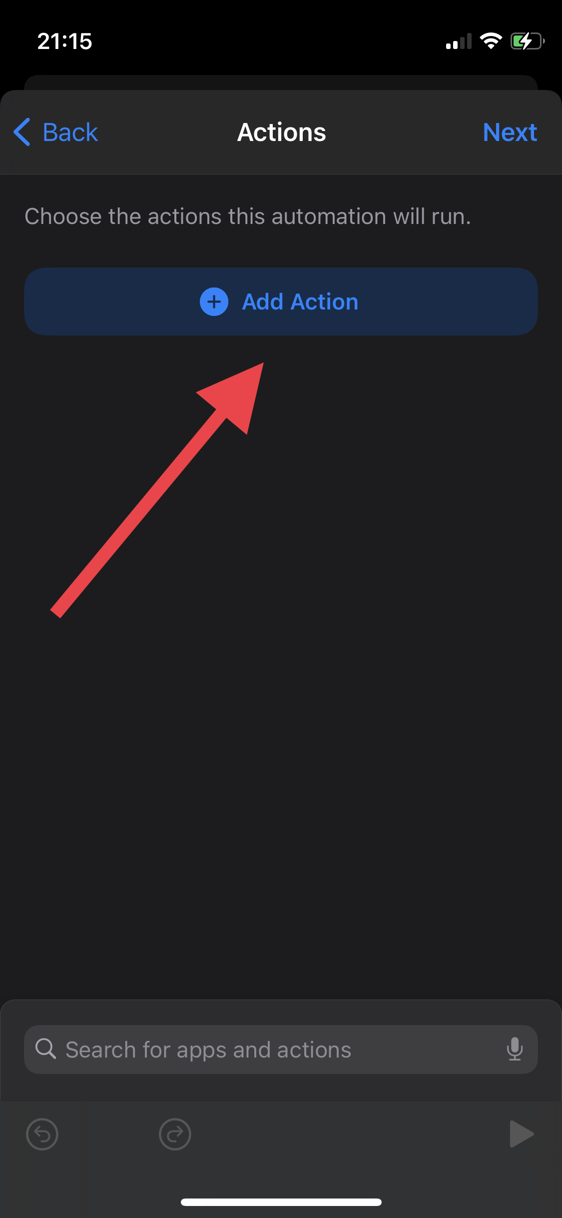 Select “Add Action”