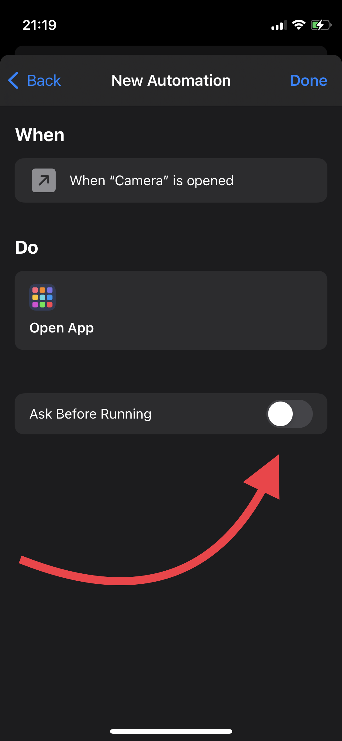 I personally turn off the “Ask Before Running” because I want to be a transition as smooth as possible.