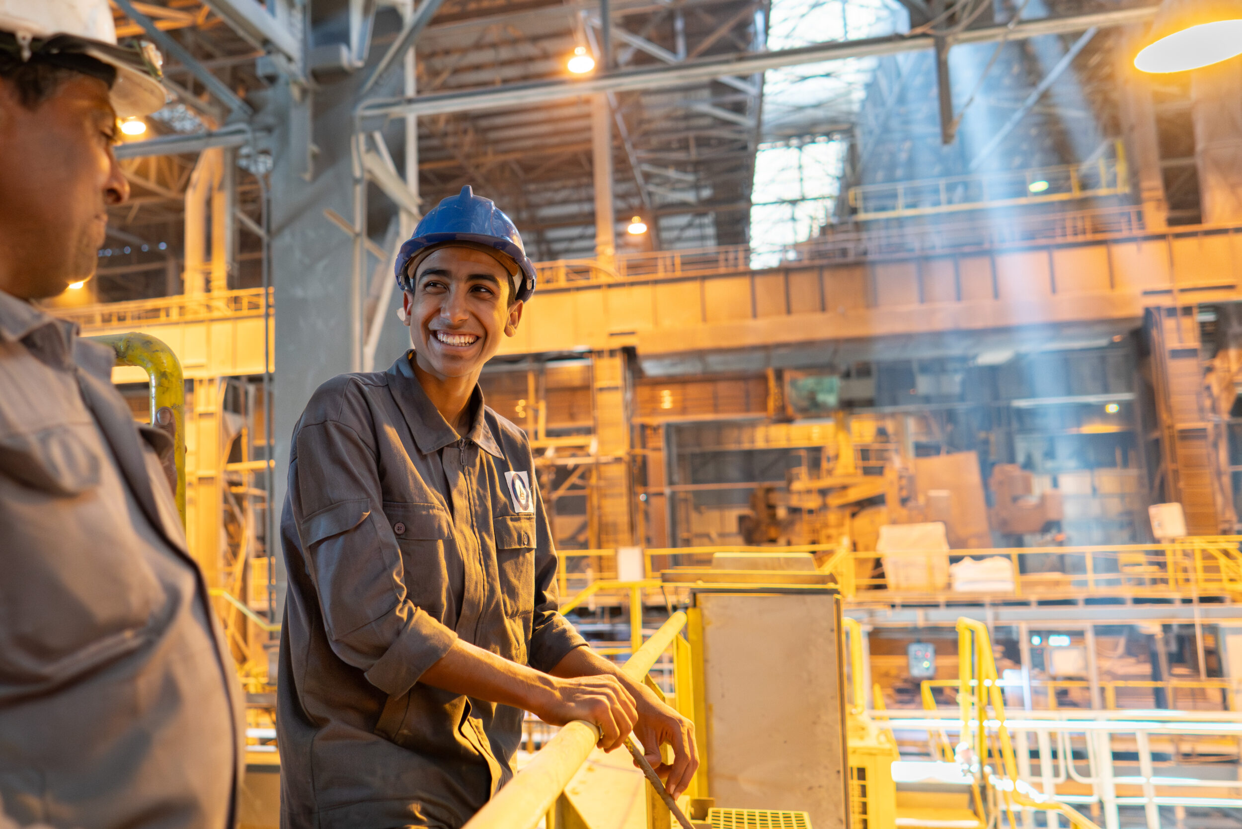 Students and trainers in the factory of Arco Steel (Arabian Company for Special Steel ) on March 19, 2019 in Sadat City, Egypt. The Enhancement of the Egyptian Dual System (EEDS), the dual education and training system, enables companies to be involved in designing the training programs, which makes the training more relevant to the needs of the job market.