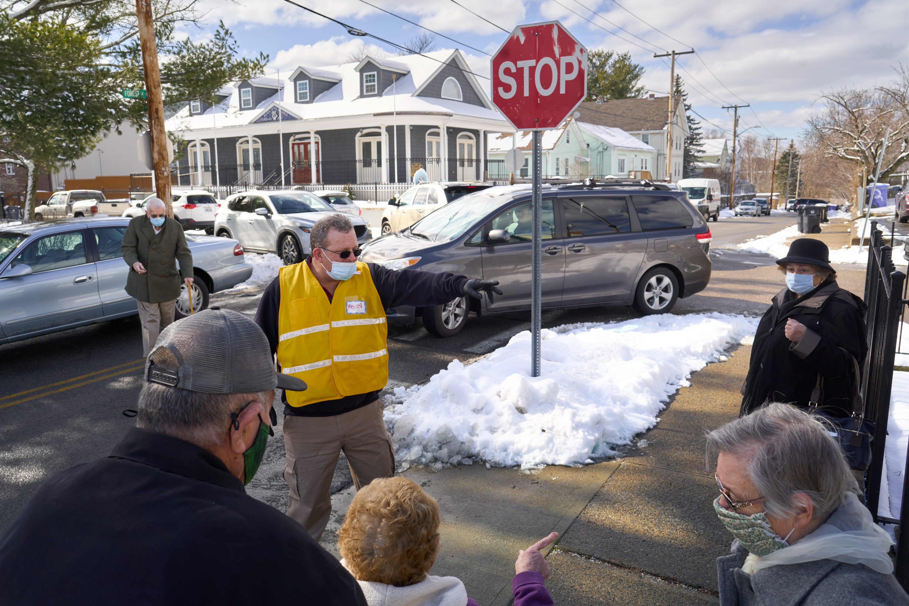 Elderly citizens arrived for vaccinations last month at St. Anthony’s Parish Center in Pawtucket, R.I. The state was hit hard by the coronavirus.