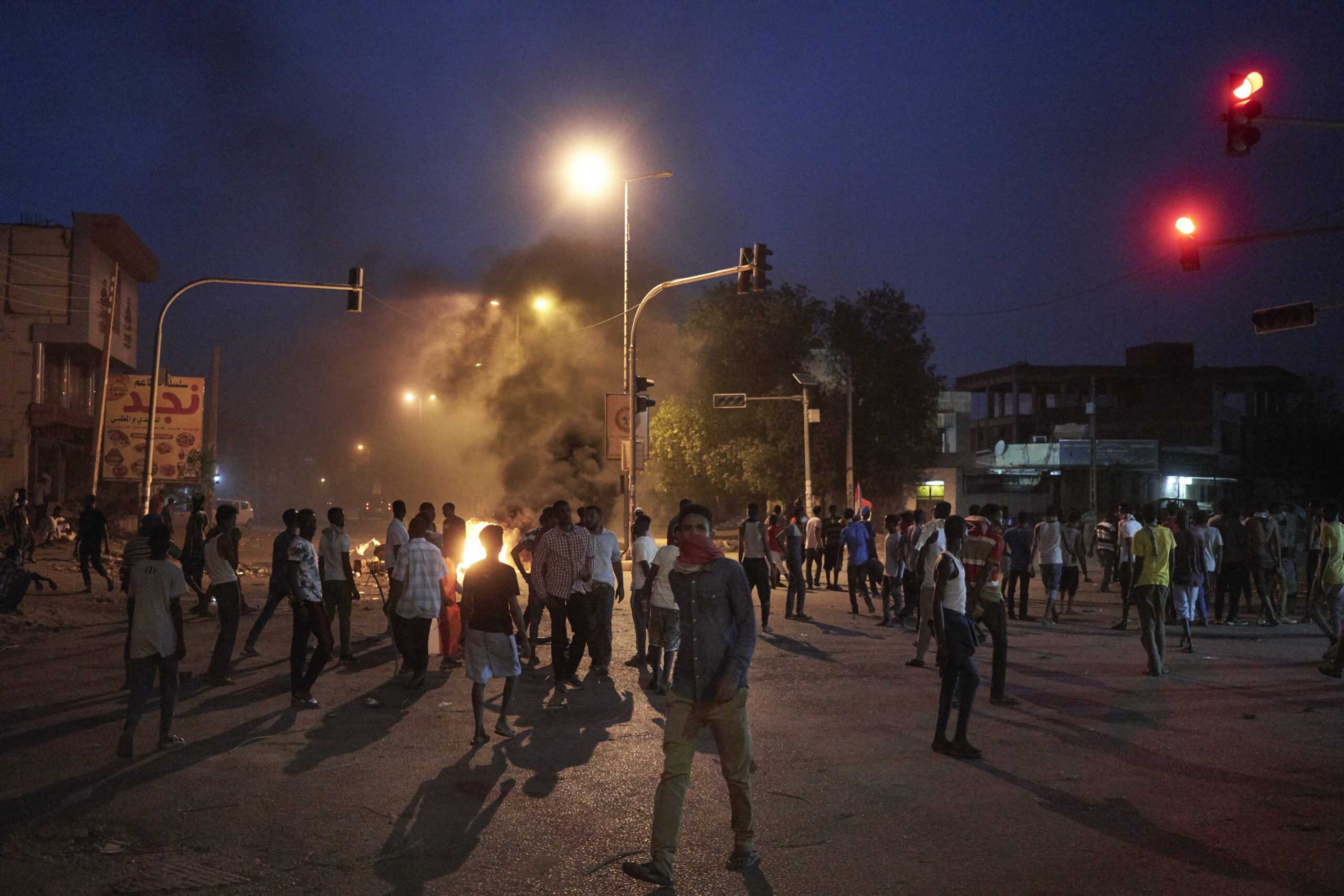 Protesters set up barricades to prevent security forces trucks from attacking
