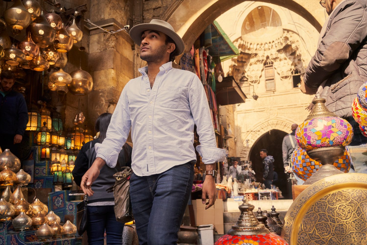 Khan el-Khalili is not the normal place for fitness photography, but it works.