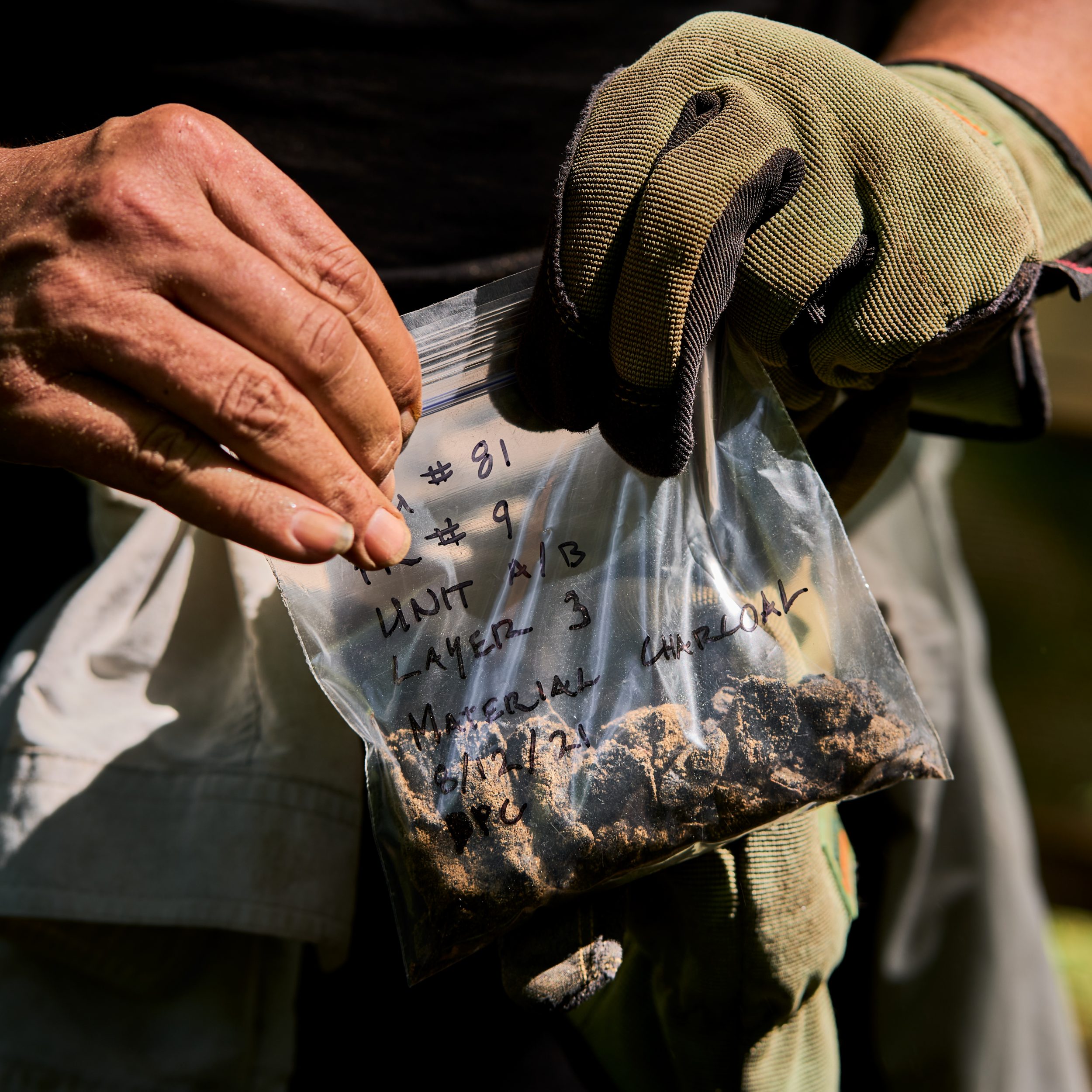 Charcoal collected at the site will be radiocarbon dated to determine the age of the site.