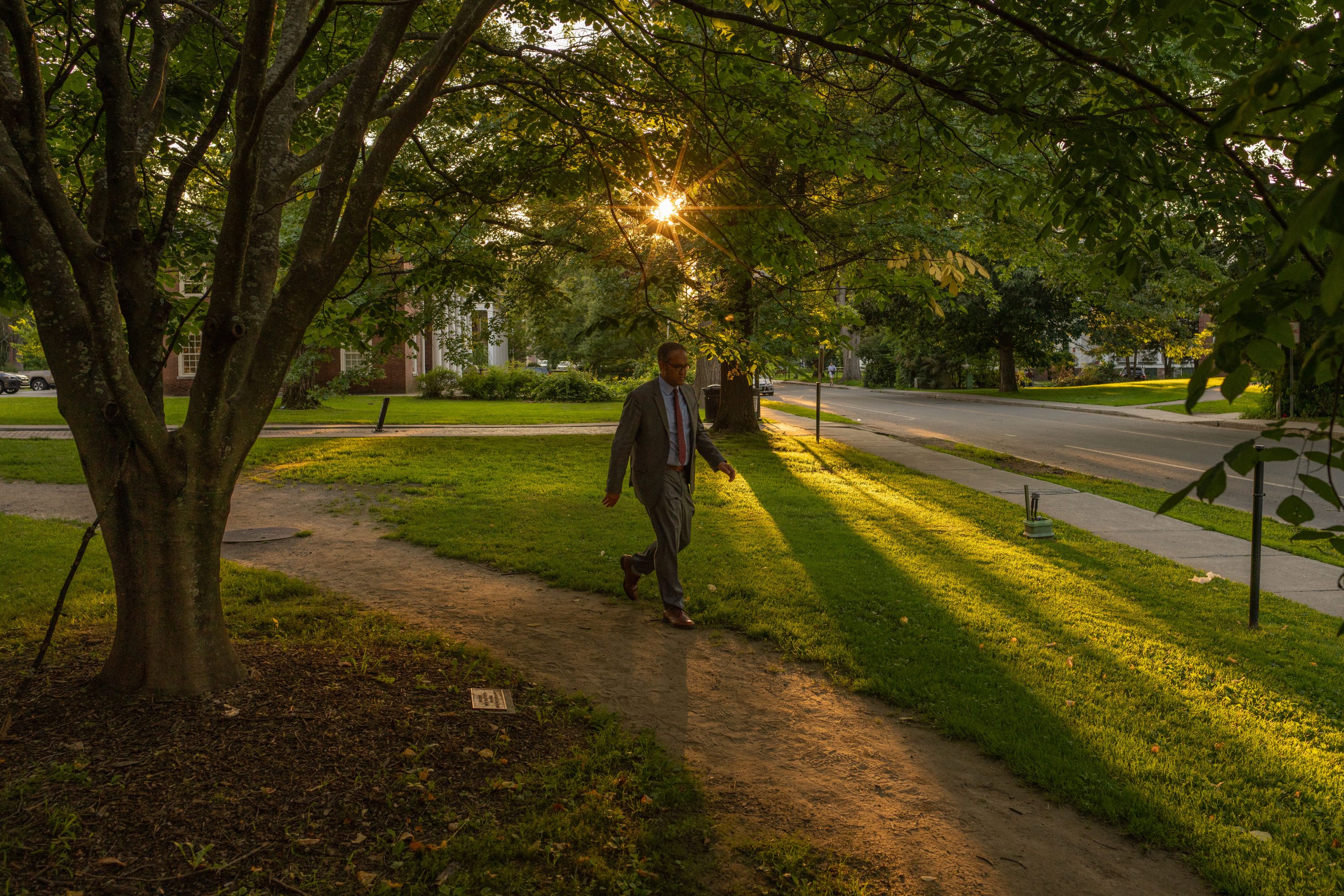 Will Hurd walks back to his car after a talk at the Rockefeller Center at Dartmouth