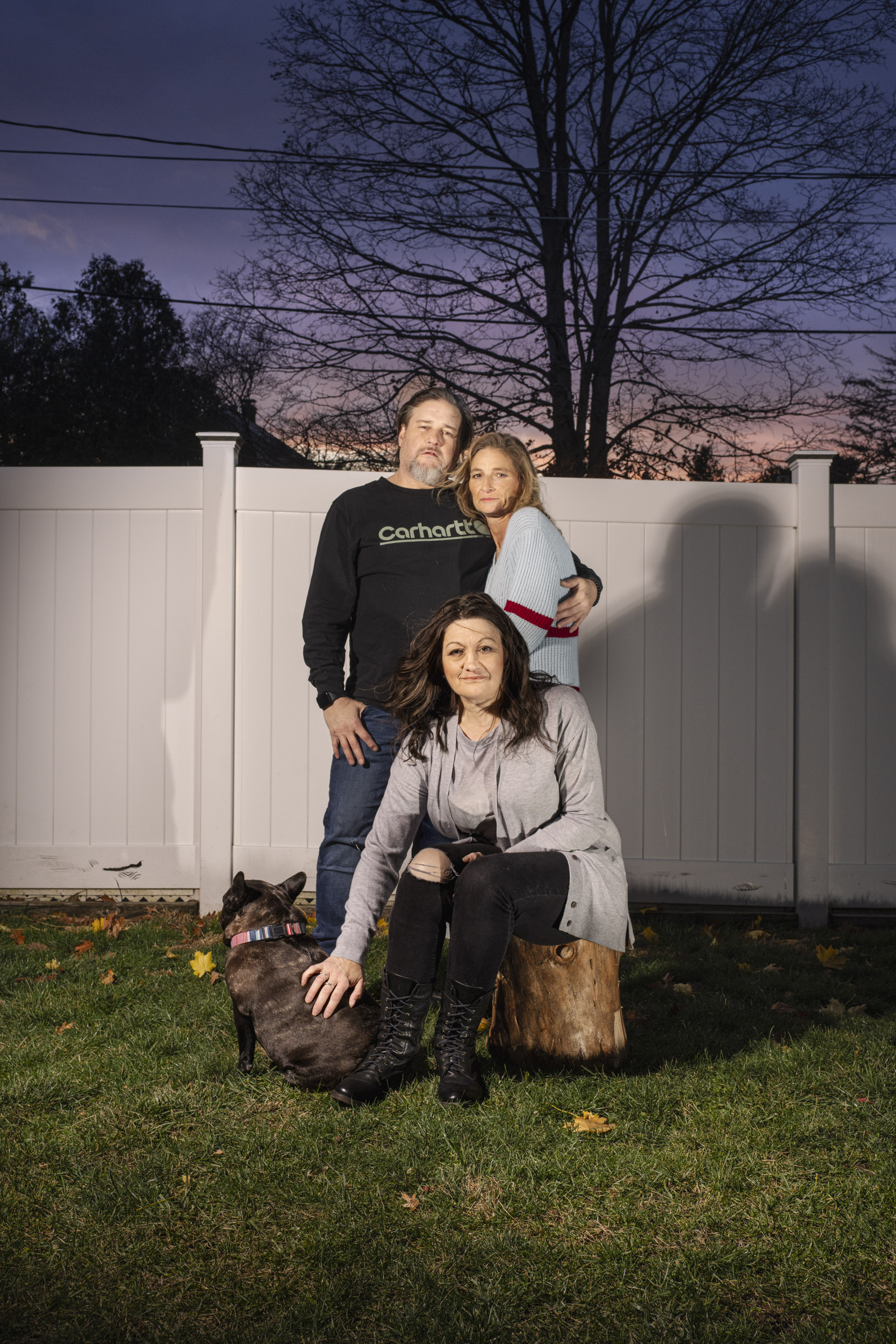 Sabrina, 49, and Mark, 59, married in 2008, broke up 10 years ago and live together in Boston with Mark’s girlfriend, Shannon, 52
Mark and I divorced 10 years ago, but we still live together in his Boston house. We share two French bulldogs called Carmine and Cricket, and they are like our children. I can’t bear the idea of separating our dogs, which is the main reason I’ve never moved out. What makes our situation even more complicated is that for the last two years Mark’s new girlfriend, Shannon, has been living with us – and she is the woman he cheated on me with. Shannon and I haven’t always been the best of friends, but she has a French bulldog, too, so at least our dogs get along.