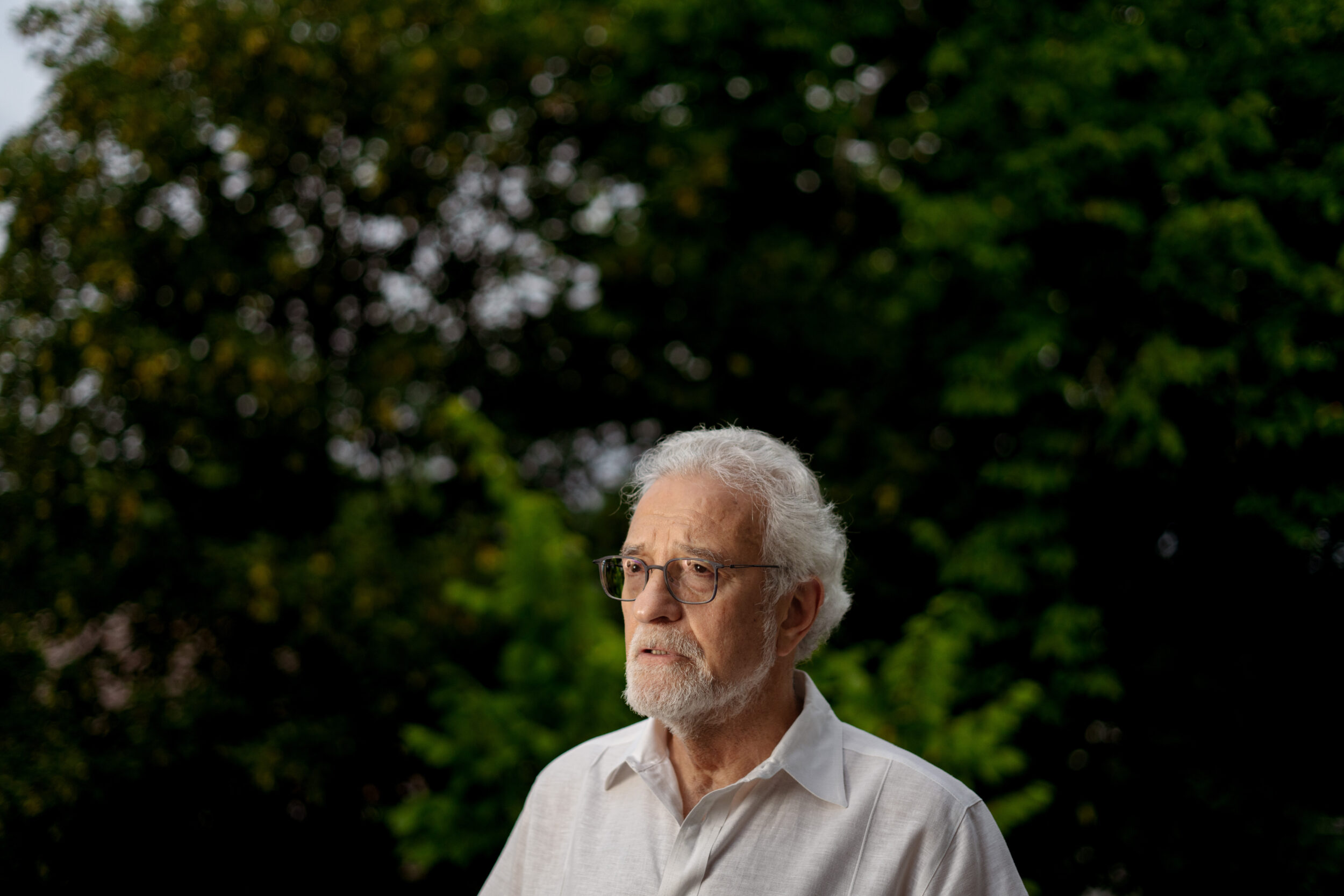 Portrait of Omer Bartov in his backyard.