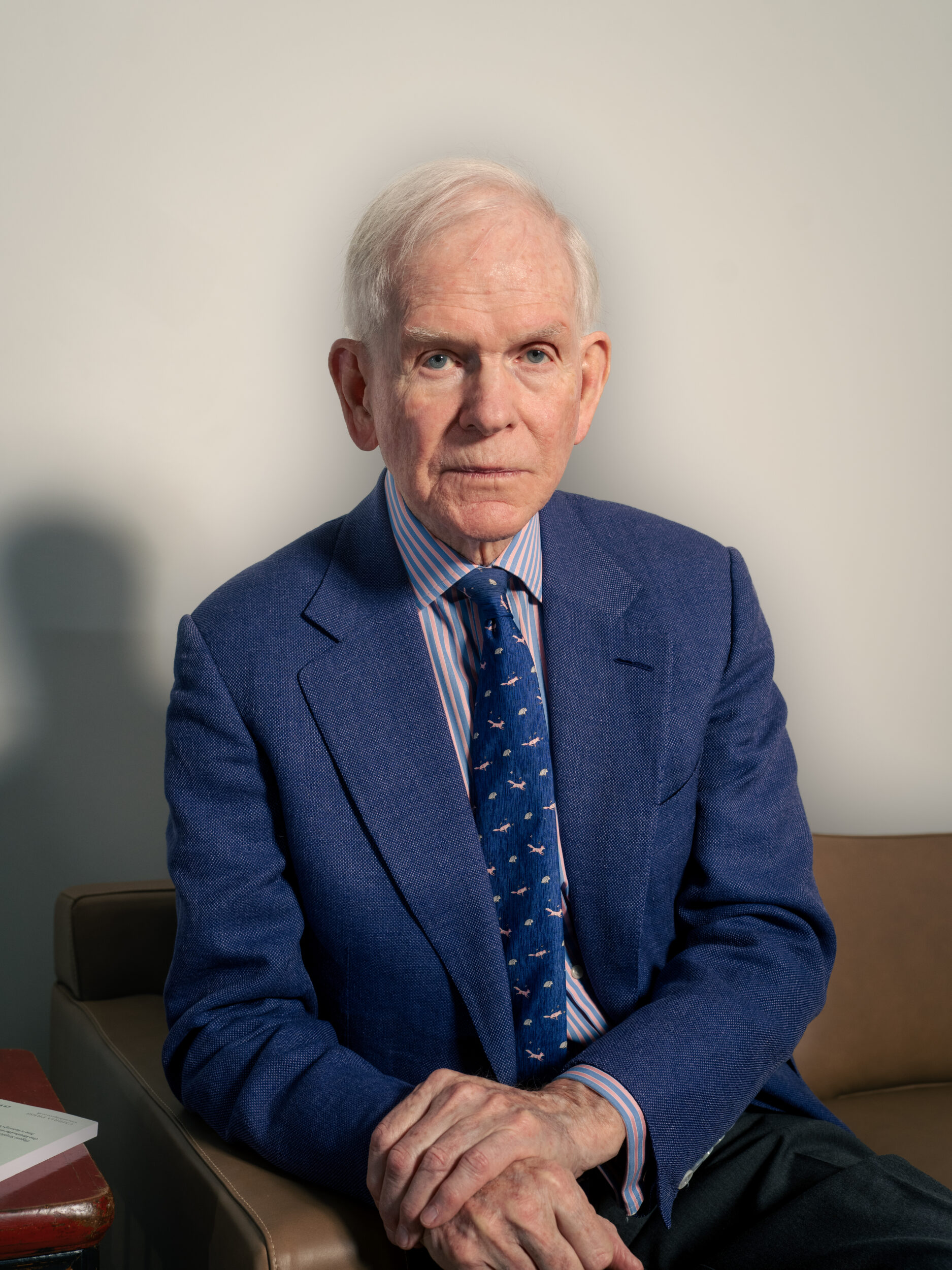 Jeremy Grantham at GMO headquarters on the 33rd floor of 53 State Street, Boston. Photographed for a Barron's feature accompanying his book The Making of a Permabear. Photo by David Degner.